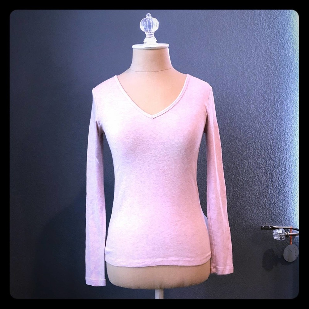 GAP Pink Long-sleeve Modern V-neck Tee XS